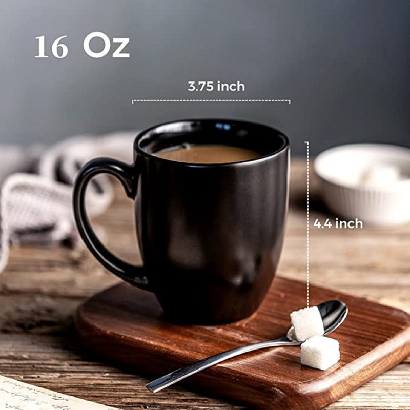 16oz Black, White, and Blue Ceramic Beverage Mugs Set