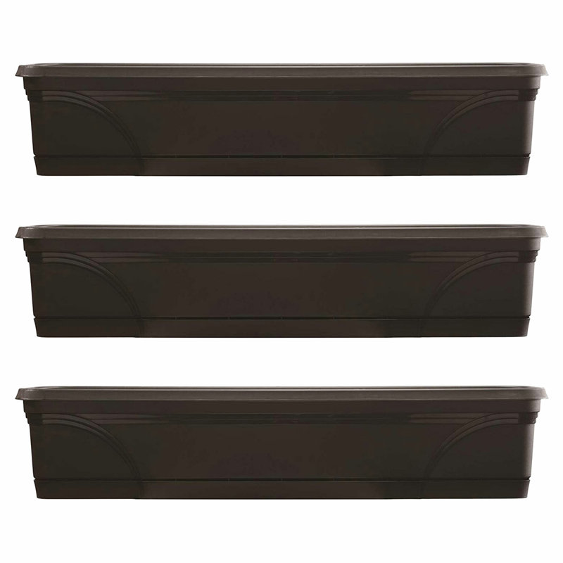 Medallion Black 36" Resin Hanging Windowsill Garden Box Planter - Set of 3