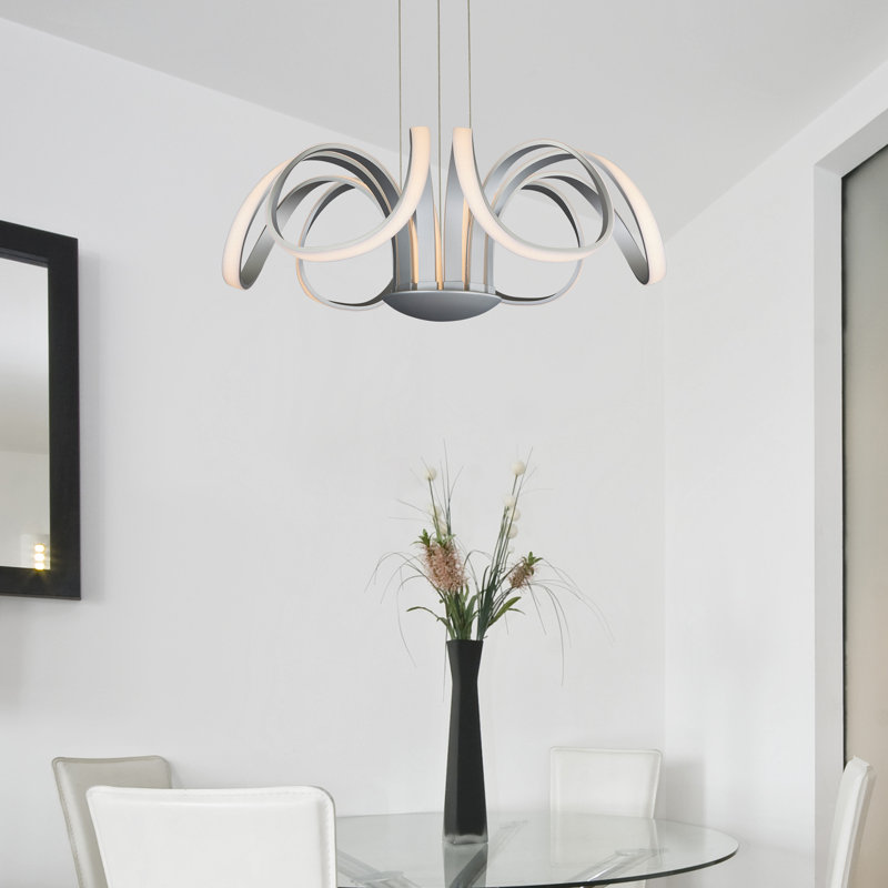 Elysian Crystal Petal LED Chandelier in Satin Silver