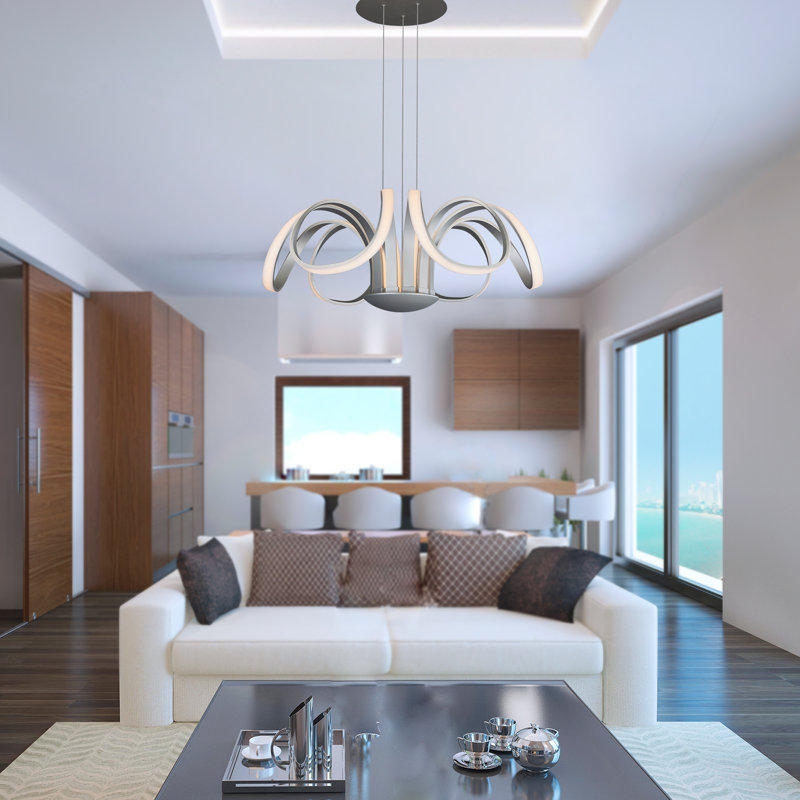 Elysian Crystal Petal LED Chandelier in Satin Silver