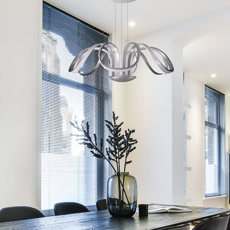 Elysian Crystal Petal LED Chandelier in Satin Silver