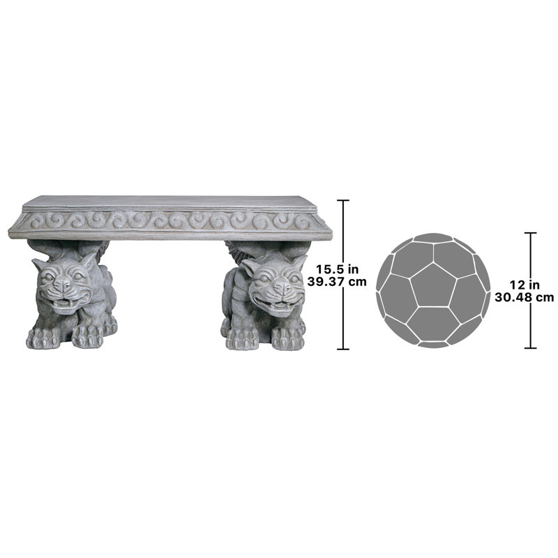 Blair Castle 31" Faux Stone Resin Gargoyle Bench
