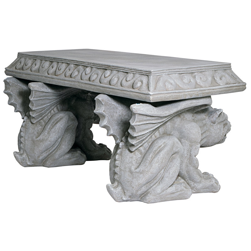 Blair Castle 31" Faux Stone Resin Gargoyle Bench