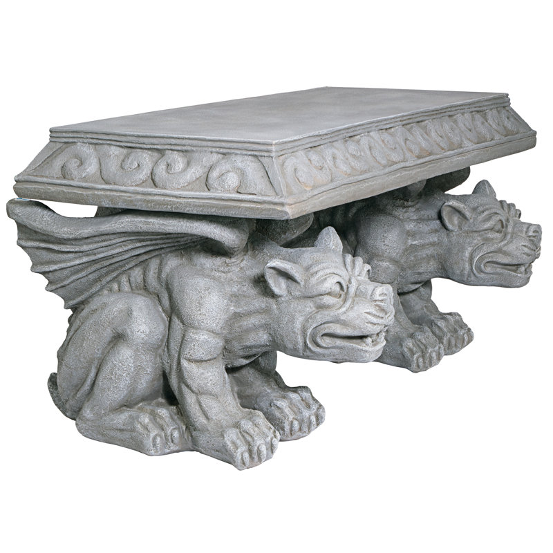 Blair Castle 31" Faux Stone Resin Gargoyle Bench