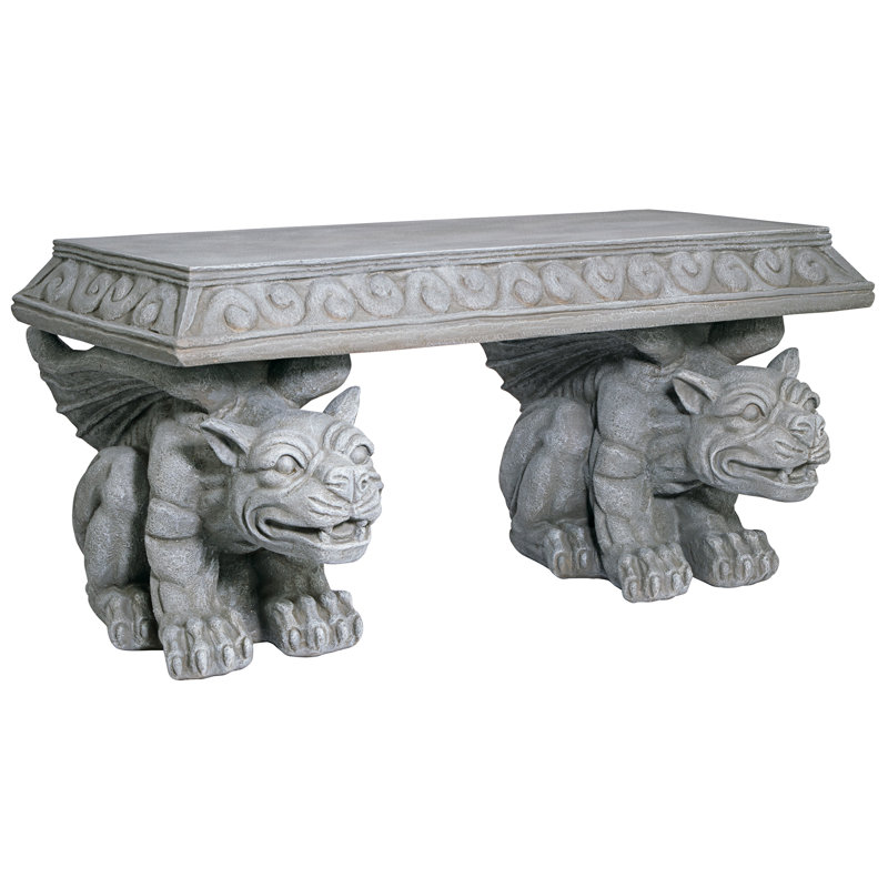 Blair Castle 31" Faux Stone Resin Gargoyle Bench