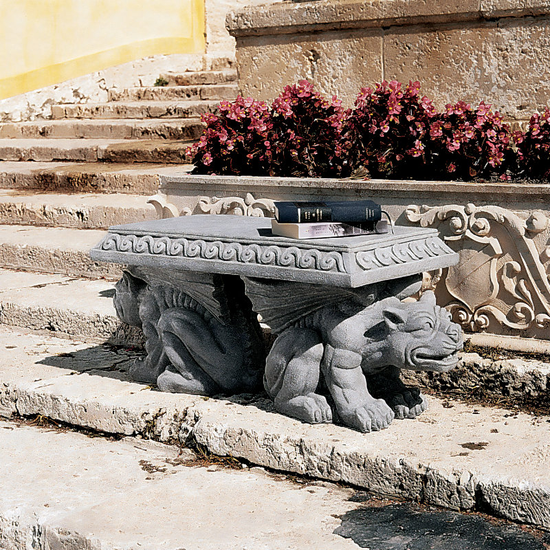 Blair Castle 31" Faux Stone Resin Gargoyle Bench