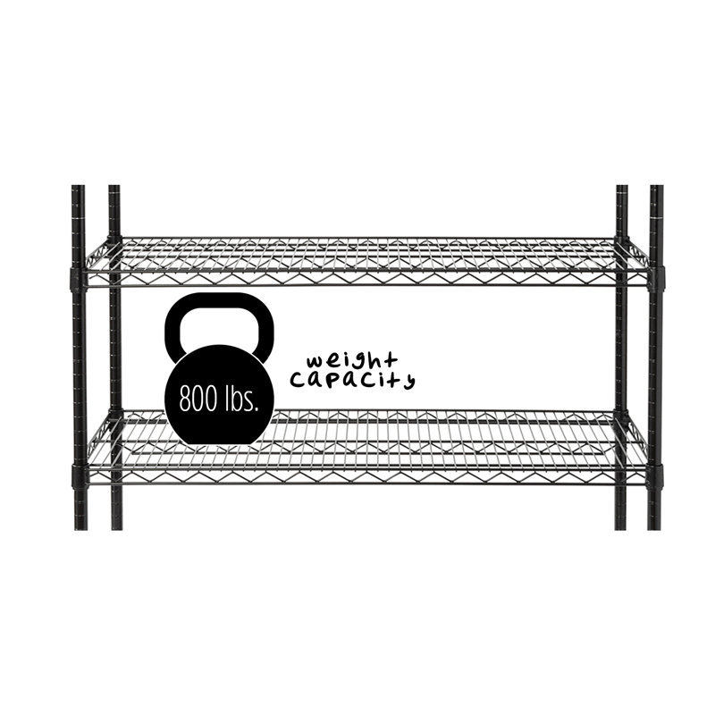 Heavy-Duty Black Steel 5-Tier Garage Shelving Unit, 800 lbs Capacity