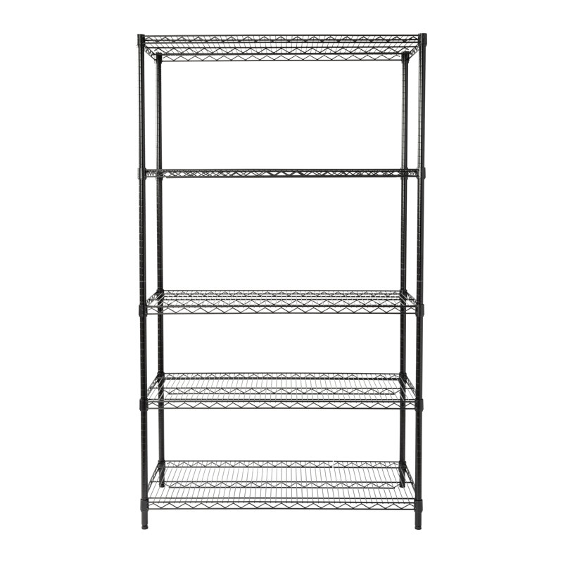 Heavy-Duty Black Steel 5-Tier Garage Shelving Unit, 800 lbs Capacity