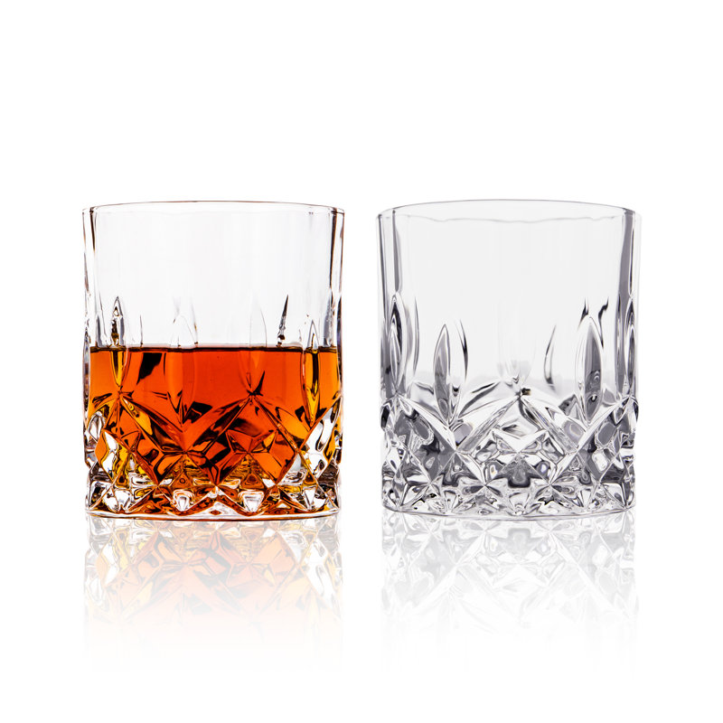Crystal Cut 10oz Old Fashioned Whiskey Glasses Set of 2
