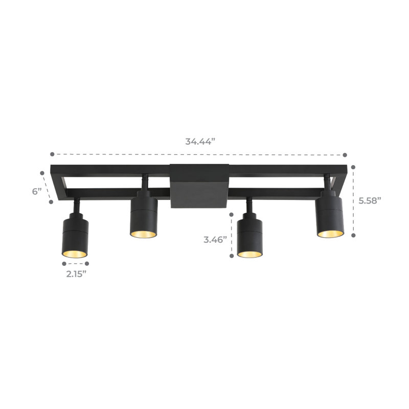 Shura Modern Black and Gold 4-Light LED Track Lighting Kit