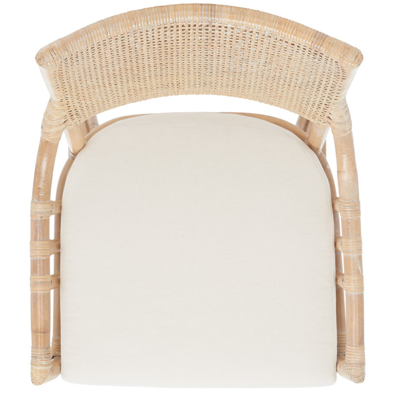 Donatella Transitional Natural White Wash Rattan Armchair with Cushion