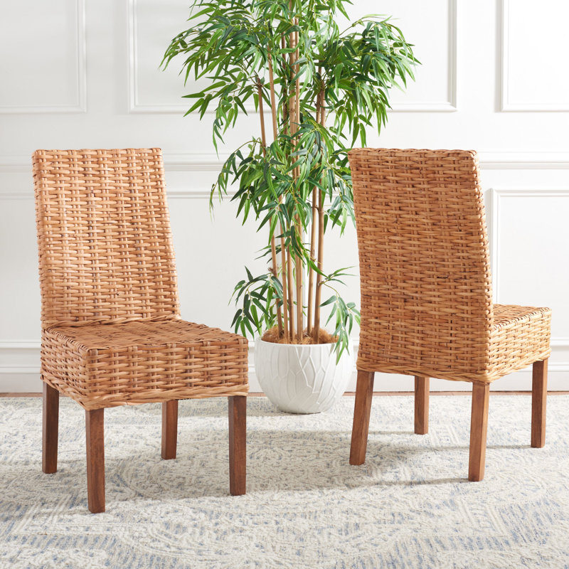 Parsons Transitional Honey Oak Cane Side Chair