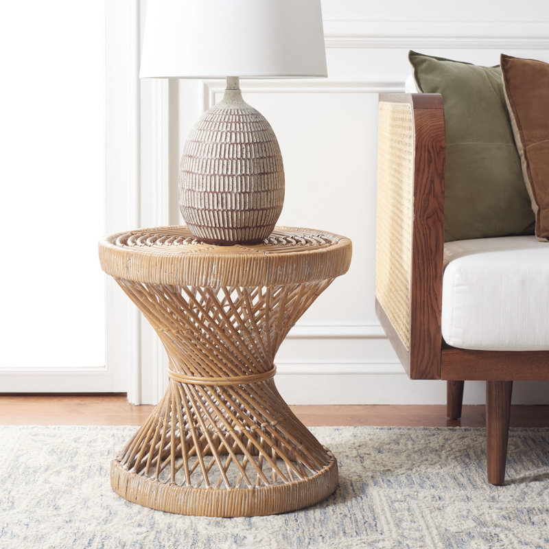 24" Transitional Gray Round Wood Accent Table