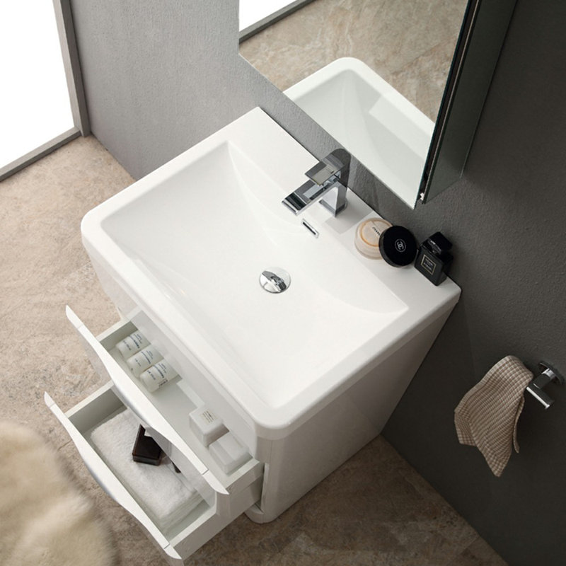 Milano 26" Glossy White Engineered Wood Vanity with Acrylic Sink