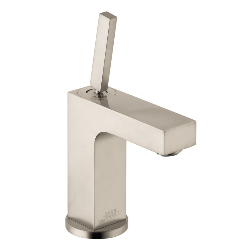 Brushed Nickel Modern Single-Hole Bathroom Faucet with Drain Assembly