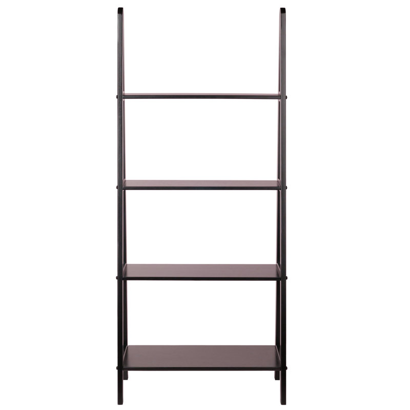 Transitional Espresso Wood 4-Tier Ladder Bookcase