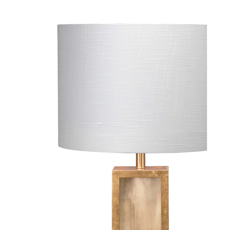 St. Louis Blues Gold Leaf Table Lamp with Off-White Linen Drum Shade