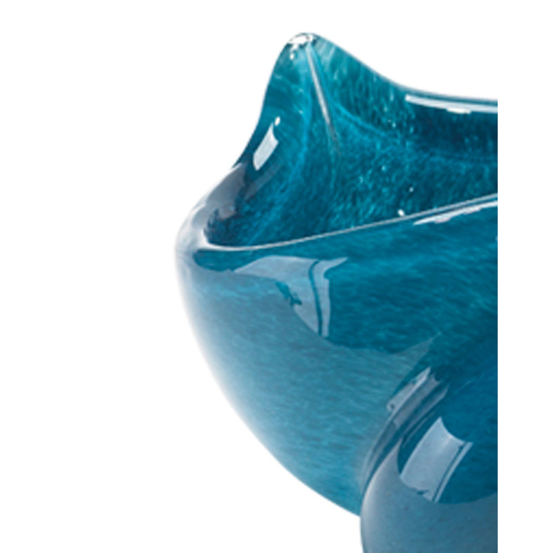 Dark Blue Hand Blown Glass Shell Figurines, Set of 2