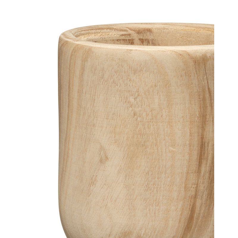 Hand-Carved Natural Wood Decorative Table Vase