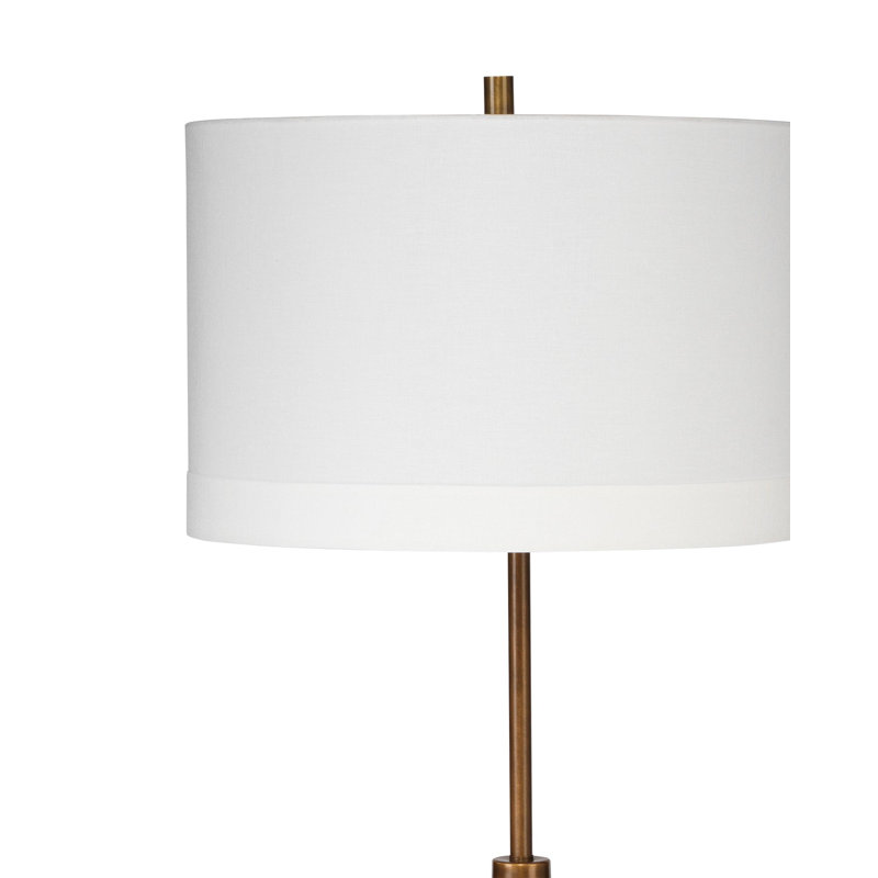 Antique Brass Floor Lamp with White Linen Shade