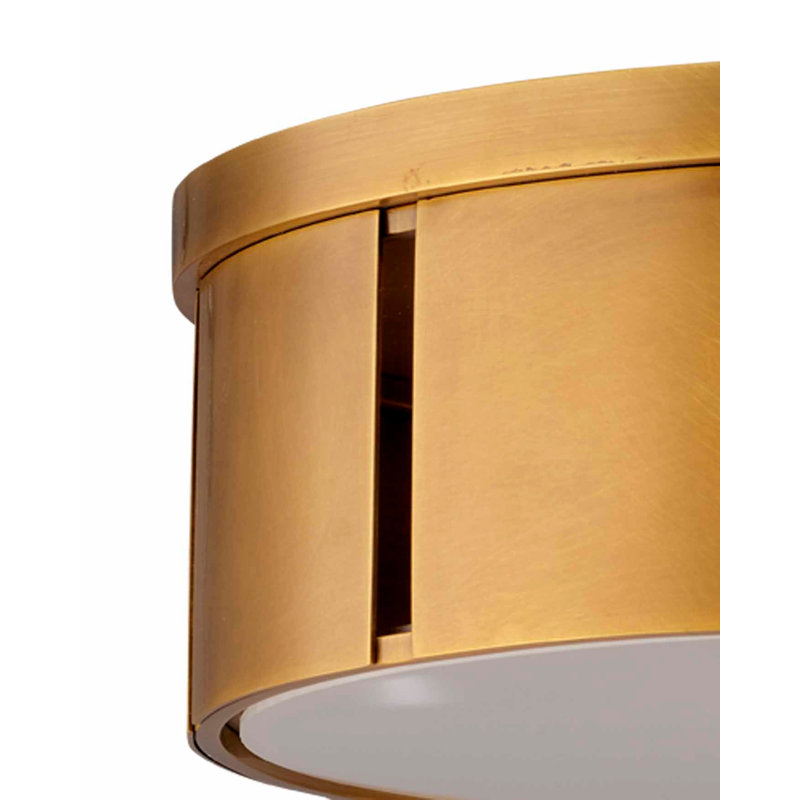 Antique Brass Drum Flush Mount Ceiling Light with Acrylic Diffuser