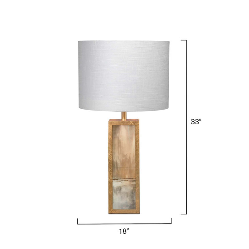 St. Louis Blues Gold Leaf Table Lamp with Off-White Linen Drum Shade