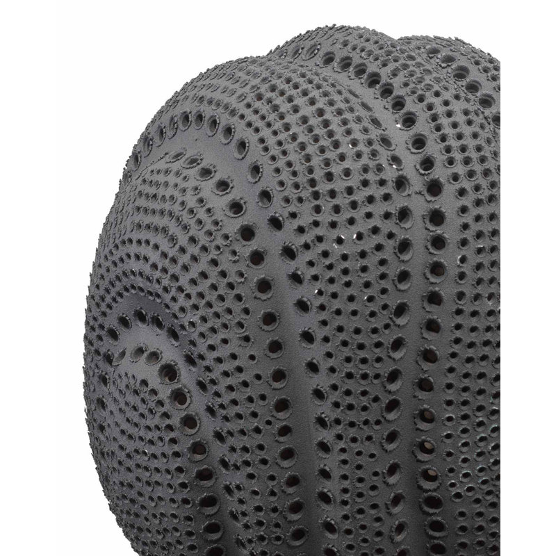 Matte Black Hand-Perforated Porcelain Decorative Sphere