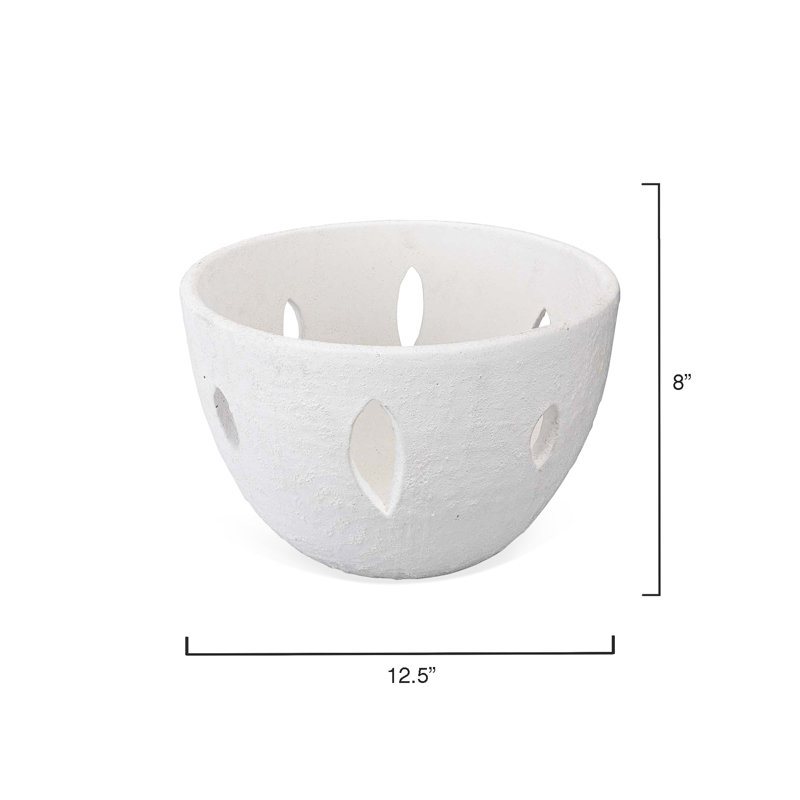 White Ceramic Rustic Round Decorative Bowl