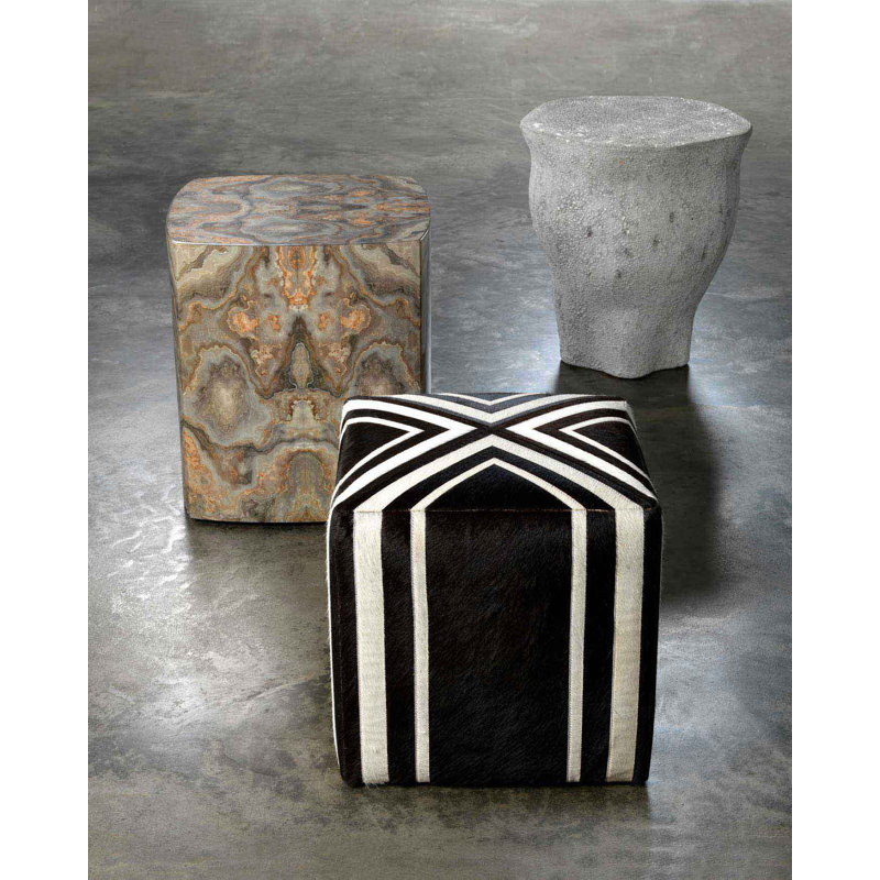 Square Multicolor MDF and Resin Bohemian Side Table