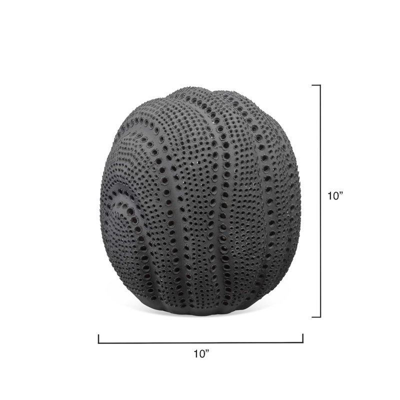 Matte Black Hand-Perforated Porcelain Decorative Sphere
