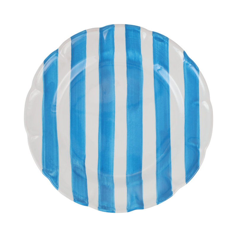 Aqua Hand-Painted Ceramic Dinner Plate