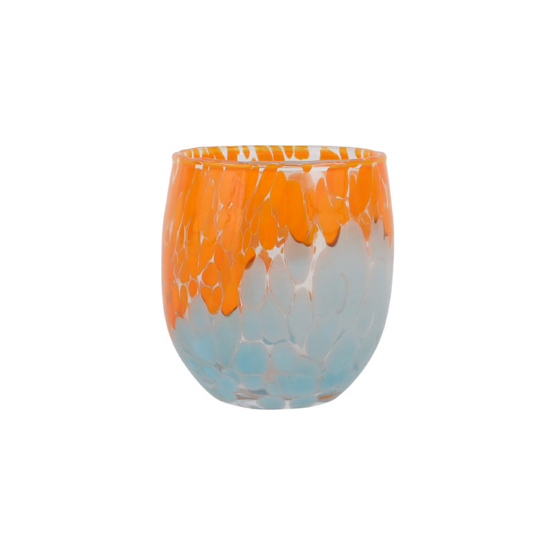 Nuvola 10 oz Orange and Light Blue Glass Tumbler