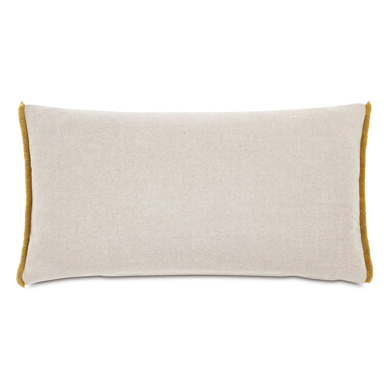 Colorful Embroidered Lumbar Pillow with Fringe Edge