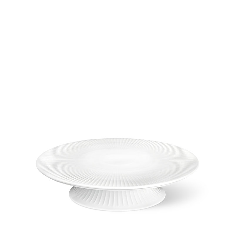 Elegant White Ceramic Ribbed 11.8" Round Cake Stand