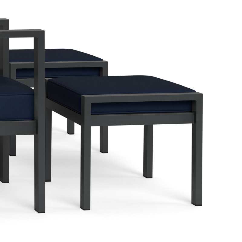 Lakeview Industrial Modern Aluminum Ottoman with Navy Sunbrella® Cushion