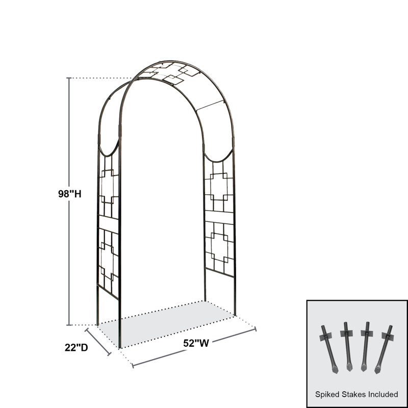 Elegant Graphite Iron Garden Arbor - 22"x98"x52"