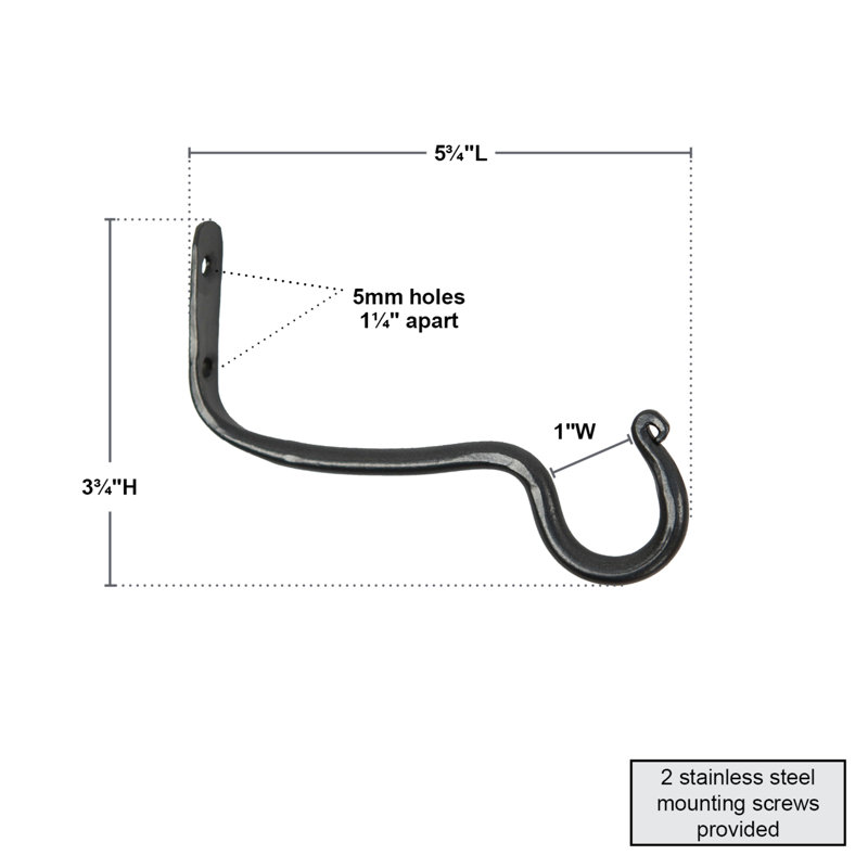 Graphite Powder Coated Metal Decorative Hook Set