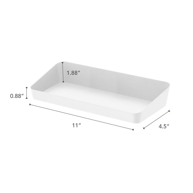 White Powder Coated Steel Large Vanity Tray