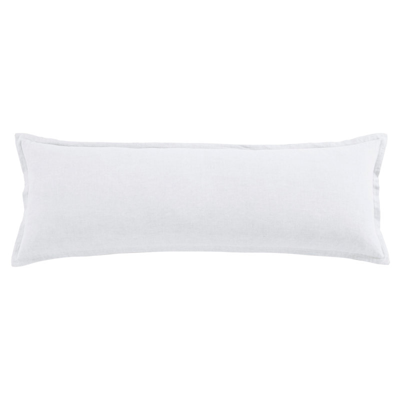 Chic Oversized White Linen Lumbar Pillow with Waterfowl Feather Fill