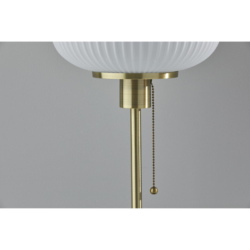 Antique Brass & Black Modern 65'' Floor Lamp with Frosted Glass Shade