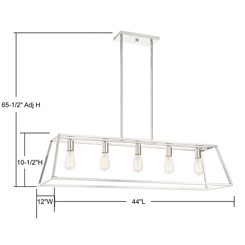 Denton 44" Polished Nickel Linear Kitchen Island Chandelier
