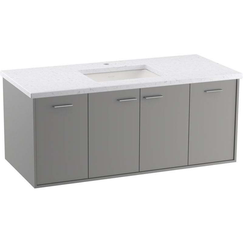Mohair Grey 48" Wall-Mounted Single Vanity with White Top