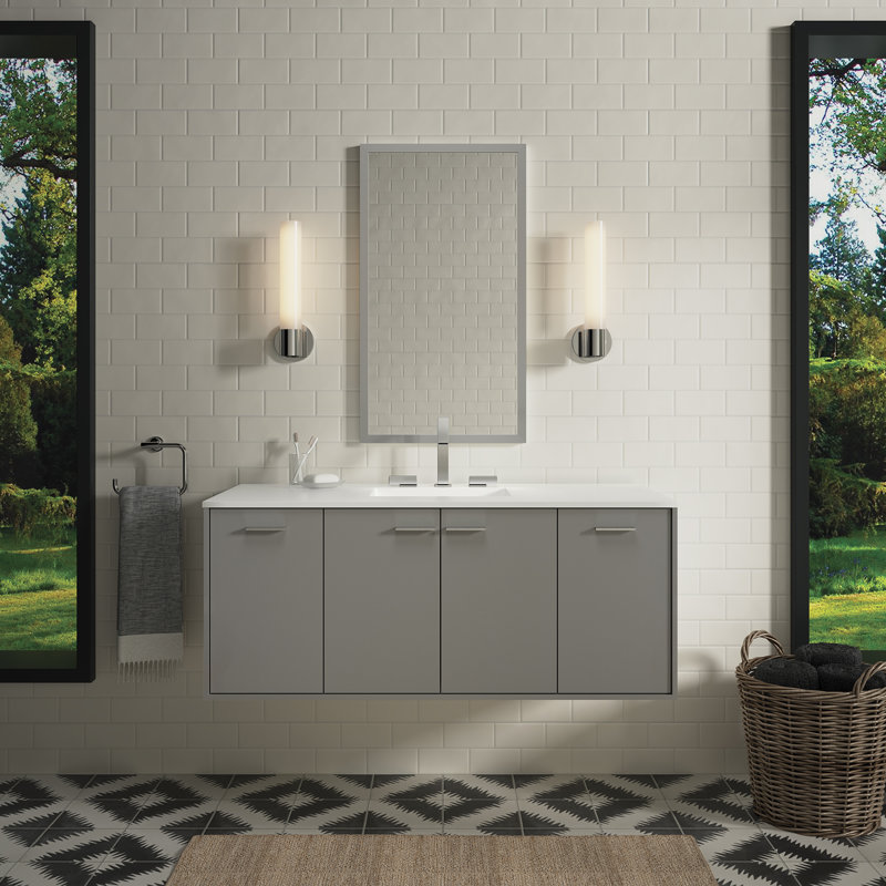Mohair Grey 48" Wall-Mounted Single Vanity with White Top