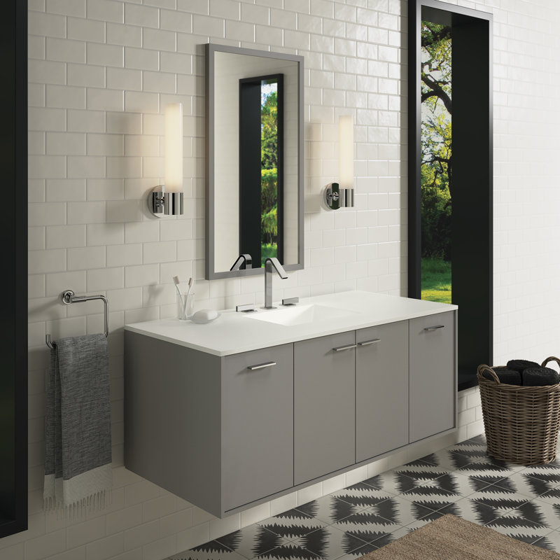 Mohair Grey 48" Wall-Mounted Single Vanity with White Top