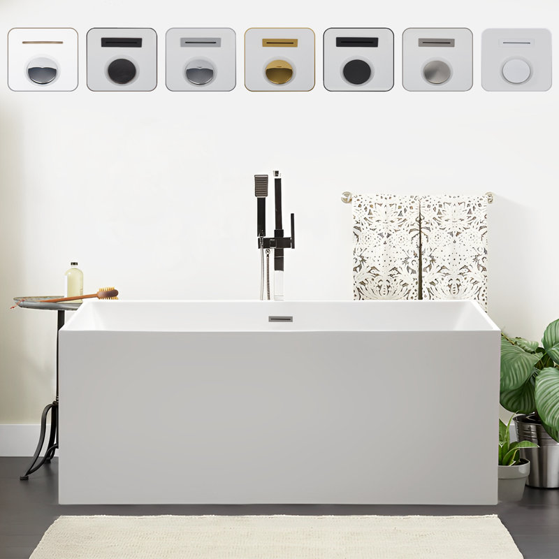 Chloe 59" White Acrylic Freestanding Soaking Bathtub