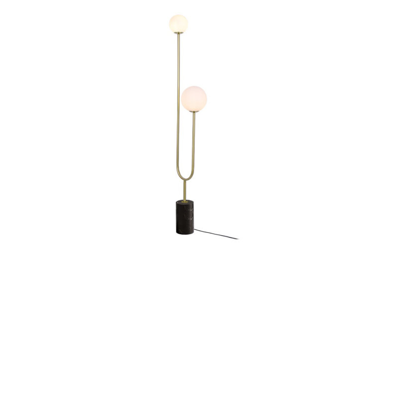 Modern U-Shaped Black Marble Base Floor Lamp with Frosted Glass