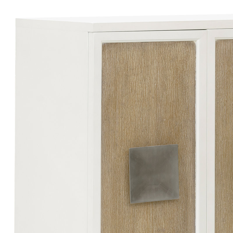 White and Natural Oak 3-Door Storage Accent Chest