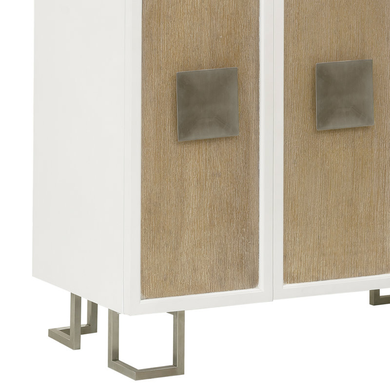 White and Natural Oak 3-Door Storage Accent Chest