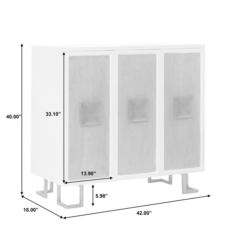 White and Natural Oak 3-Door Storage Accent Chest