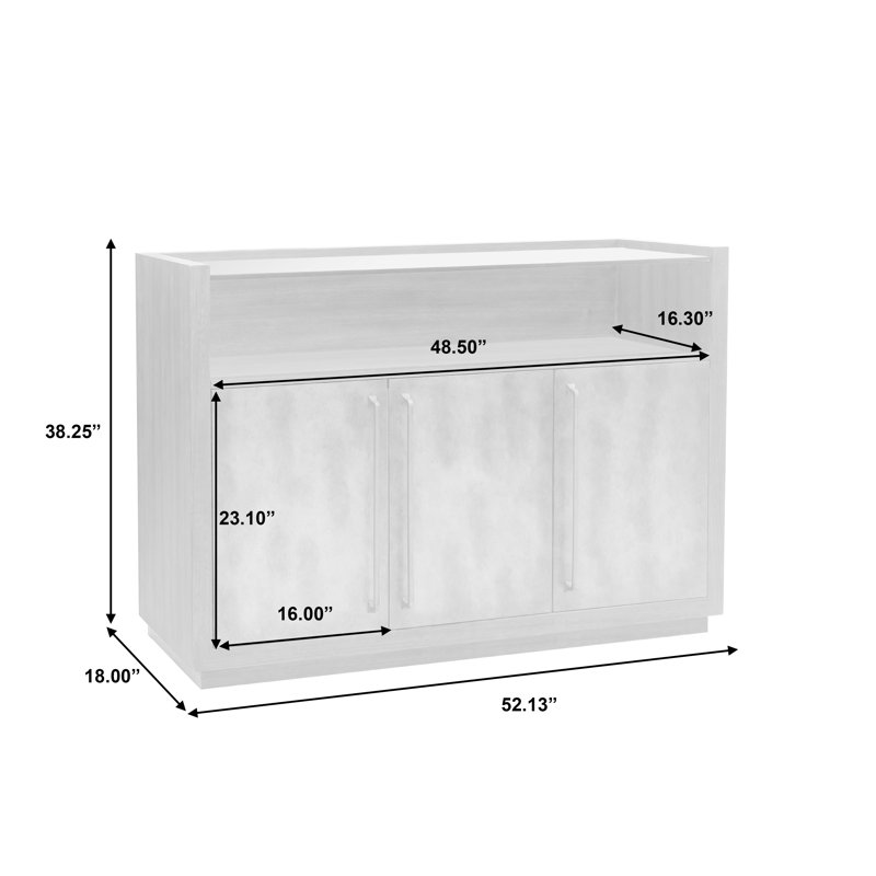 Brown Transitional 3 Door Bar Cabinet with Glass Shelves